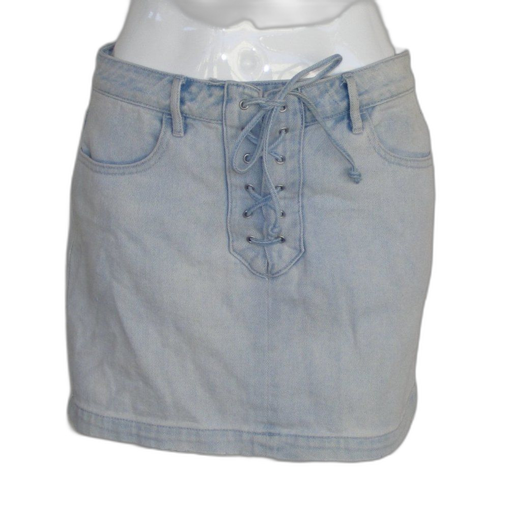 PACSUN Denim Skirt, 26, Lace Front, Pockets